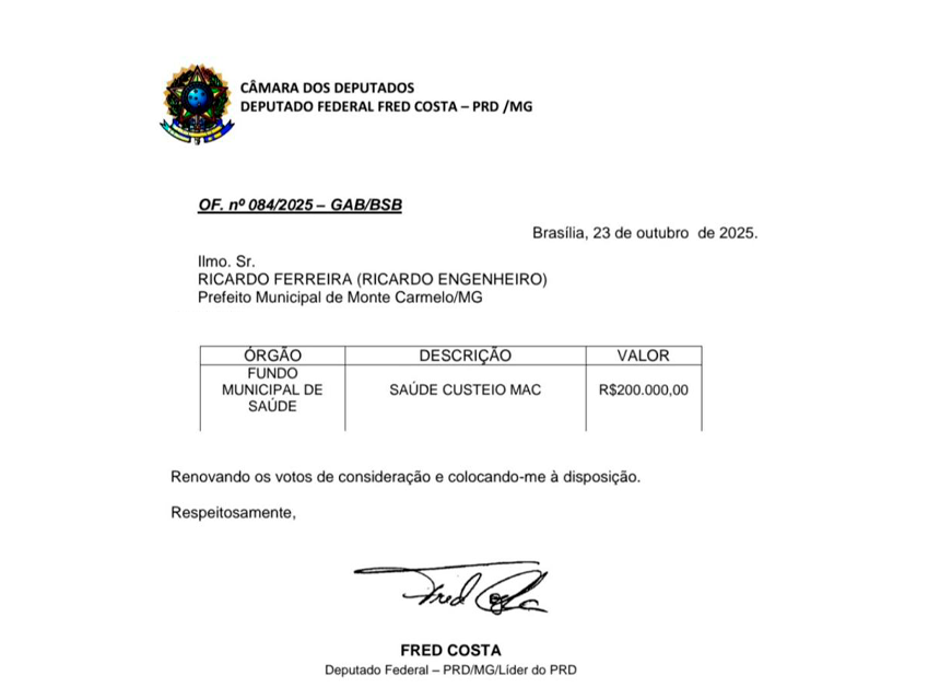 Coromandel Estende A Mão A Monte Carmelo E Garante R$ 200 Mil Para A Saúde
