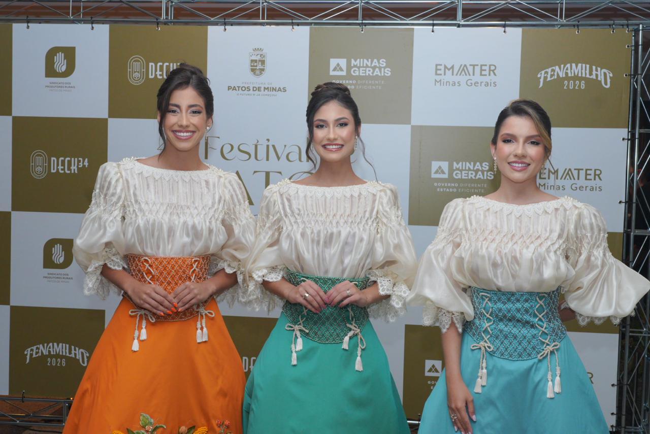 Maria Fernanda Leão, Thainá Vieira Rodrigues e Vitória Magalhães Silva — além da Musa do Rodeio 2026, Maria Luiza Ribeiro.