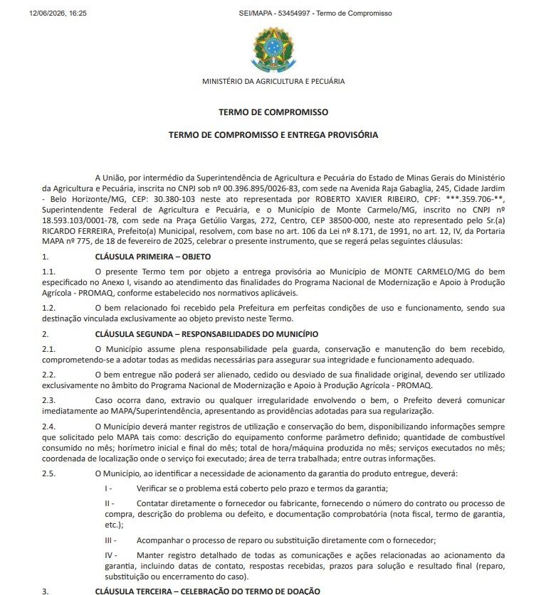 Fonte:Coordenação de Execução Contratual e Registro Patrimonial - COER / SPOA