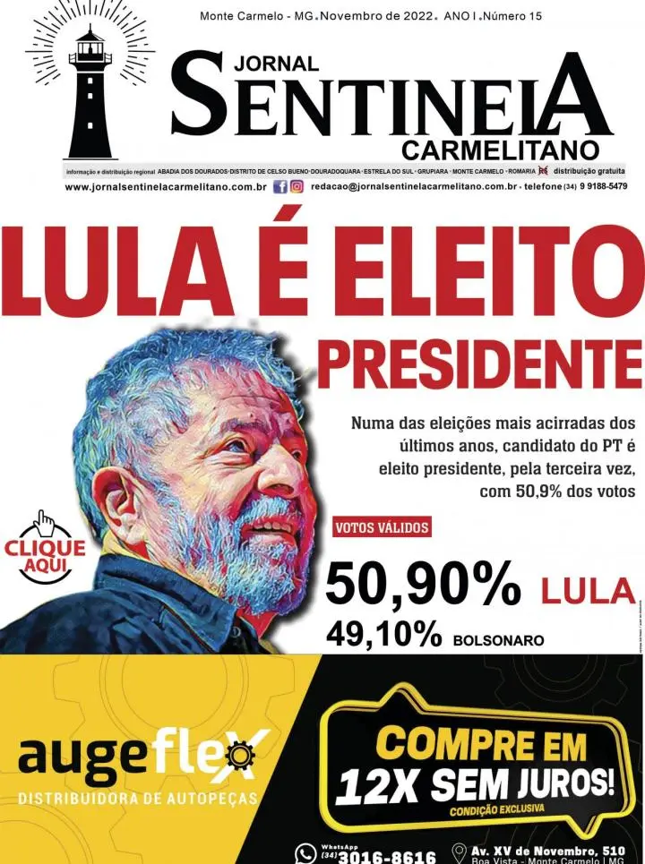 MAIS UMA VEZ, MINAS REPETIU O RESULTADO COM MAIS 50,20% 6.190.960 VOTOS